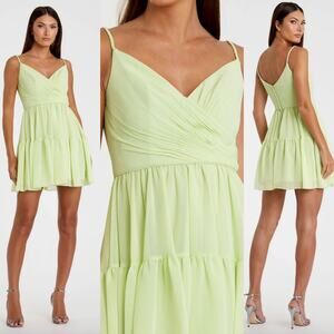Mac Duggal Braided Spaghetti Strap Faux Wrap Dress In Mint 70200 Size 4 New